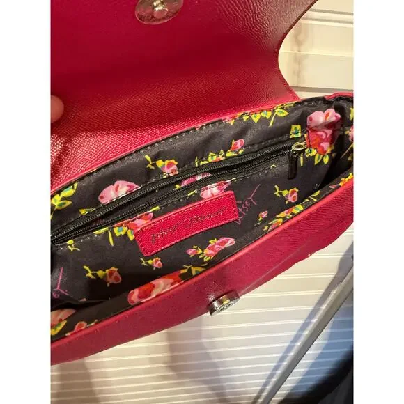 Betsey Johnson Mimi Saddle Crossbody Bag Floral Sides & Lining - Picture 10 of 15